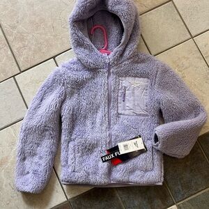 Reebok Light Lavender Faux Fur Zip-Up Hoodie
